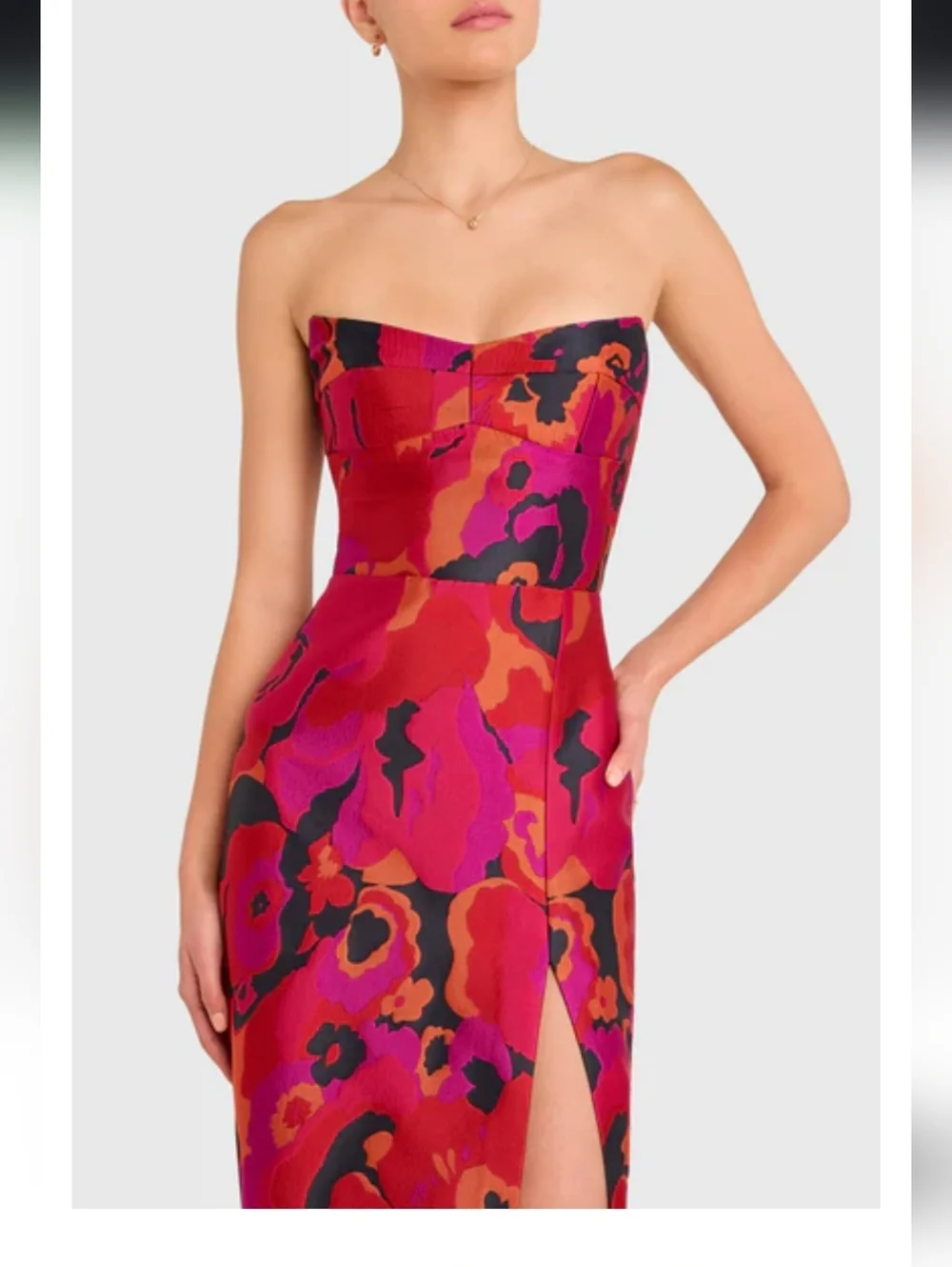 NWT Amanda Uprichard Ivy Structured Strapless Midi in Floral Pink/Multi - Sz XS - Picture 6 of 9